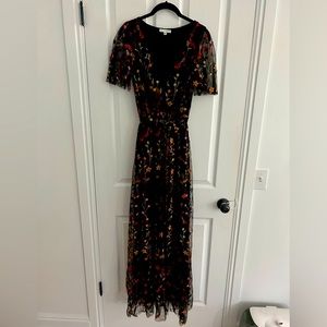 BalticBorn Marseille Embossed Maxi Dress | Black Multi Floral